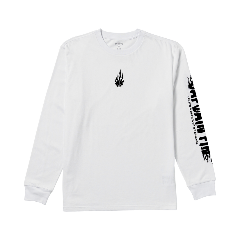 Fin Flame Long Sleeve Tee - White - Captain Fin Co.