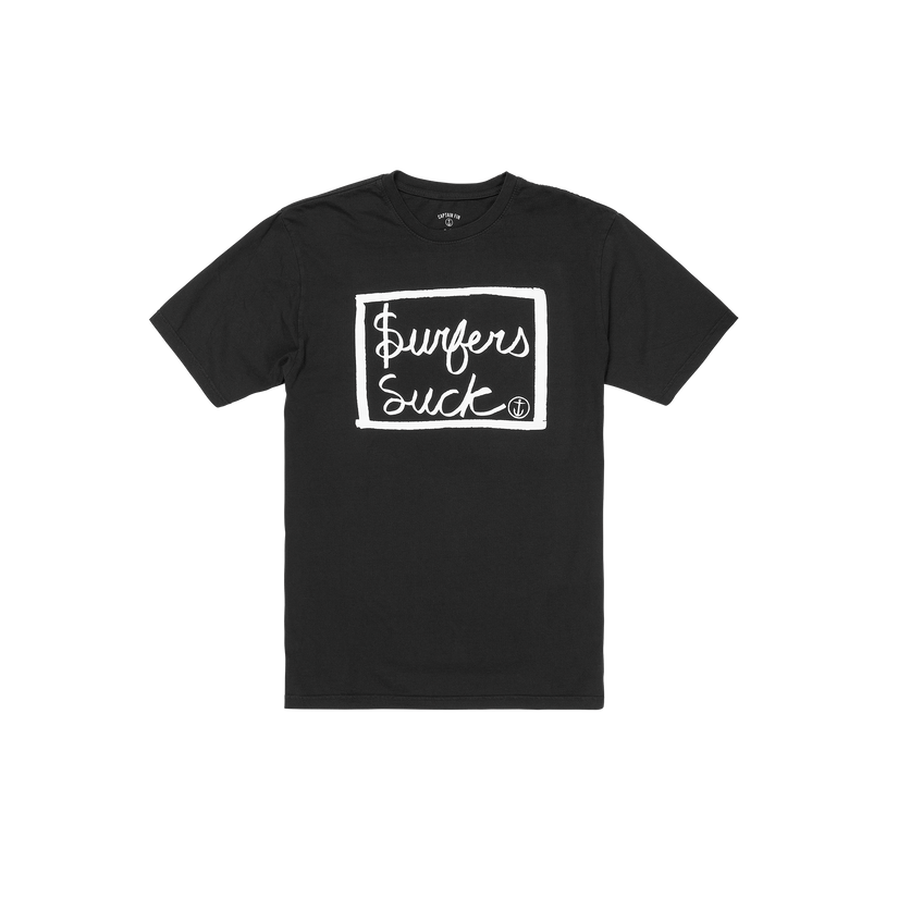 Surfers Suck Short Sleeve Tee - Black - Captain Fin Co.