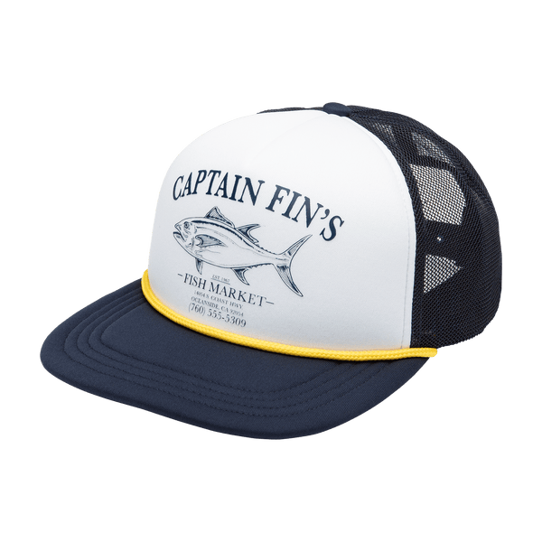 Captain Fin Fish Market Hat Caps White/Navy